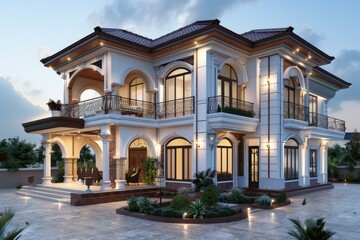 Luxury Mansion Exterior Design Illustration