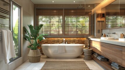 Fototapeta premium Modern Tropical Bathroom Interior Design