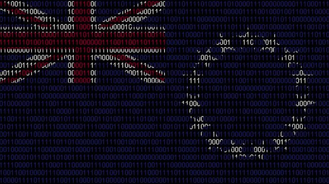 Binary code on flag of Cook Islands. Program source code or Hacker concept on Cook Islands flag. Cook Islands digital technology security, hacking or programming
