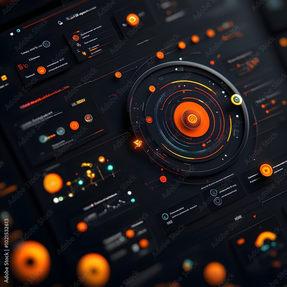 Poster futuristic data visualization with a refined user interface