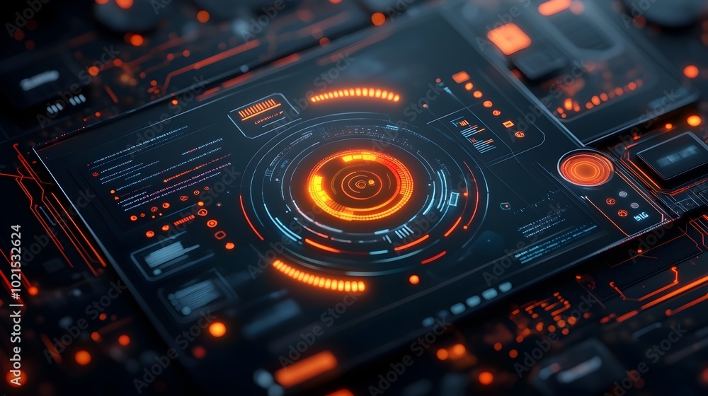 Poster sleek and minimalist digital data visualization with futuristic holographic hud and advanced gui ele