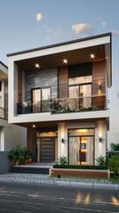 Fototapeta premium Modern Two-Story House Facade Design