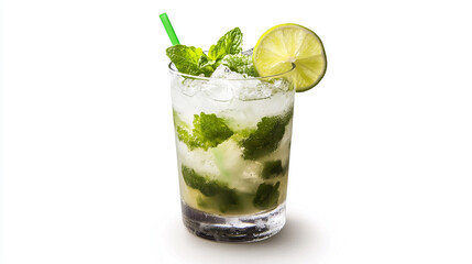 Fototapeta premium Refreshing mojito cocktail with mint and lime served in a glass for summer enjoyment