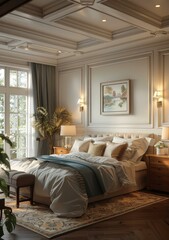 Fototapeta premium Elegant Bedroom Interior Design Illustration