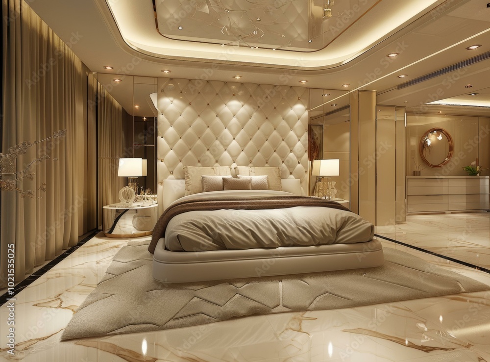 Poster Luxury Bedroom Interior Design Illustration