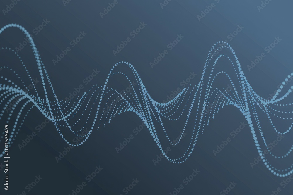 Aufkleber abstract dotted waves. abstract pattern of flowing blue dotted waves on a dark background. represent