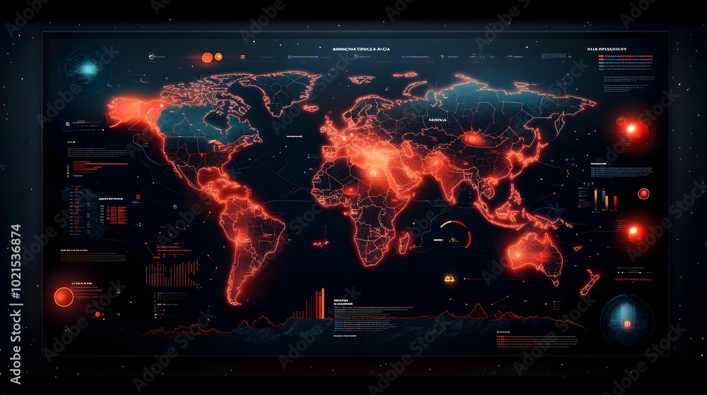 Poster a dynamic vibrant world map showcasing the efficiency of global delivery and export import processes