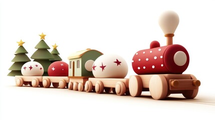 Obraz premium Festive Wooden Toy Train for Holiday Decor