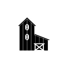 Barn icon. Farmyard architecture building isolated on white background .