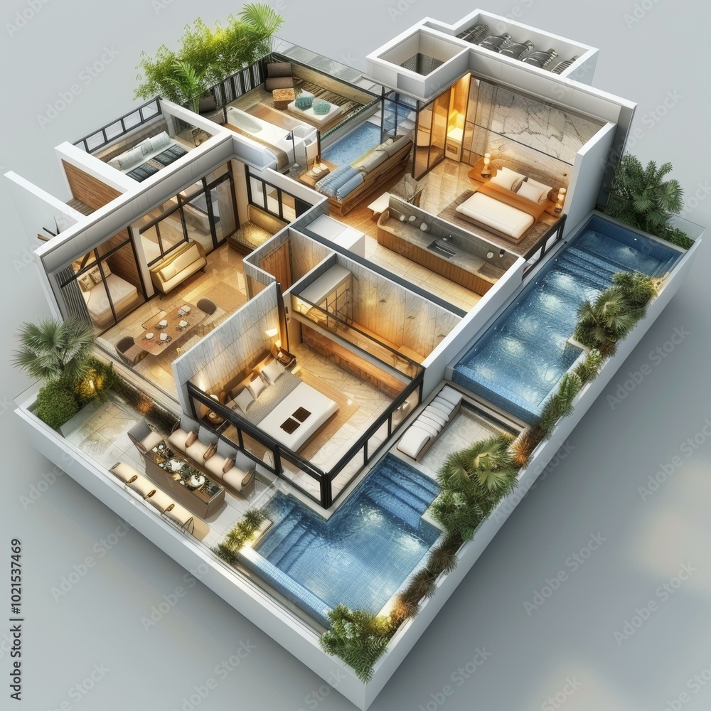 Sticker Luxury Rooftop Apartment Floor Plan with Pools