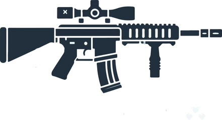 Gun silhouette on a white backing