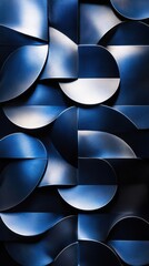 Abstract geometric blue metal design for modern interiors and art displays