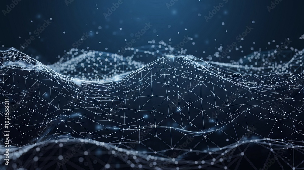 Aufkleber digital network landscape. abstract digital landscape with a mesh network, symbolizing connection an