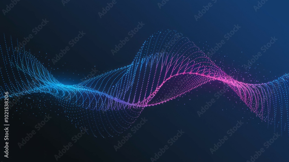 Aufkleber abstract particle wave. flowing particle wave with blue and pink hues. symbolizes movement, energy, 