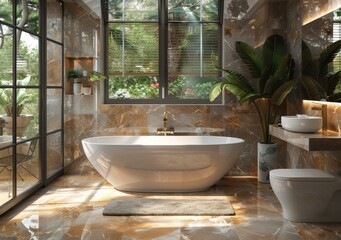 Fototapeta premium Luxury Modern Tropical Bathroom Design