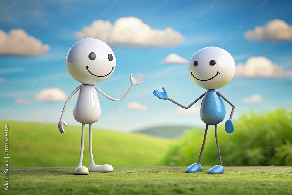 Aufkleber simple stickman character engaging in conversation, emphasizing communication and expression concept