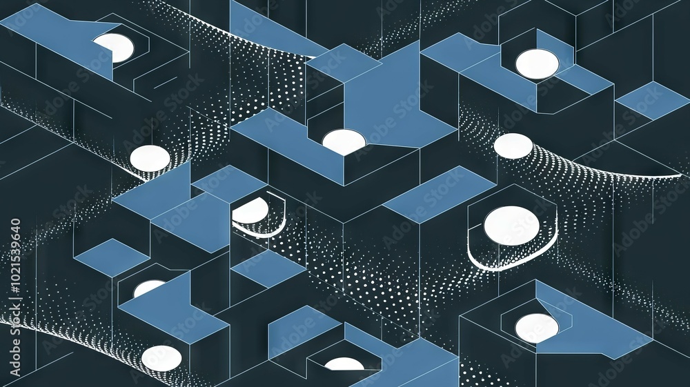 Aufkleber abstract geometric pattern. abstract geometric pattern with white circles and blue geometric shapes 