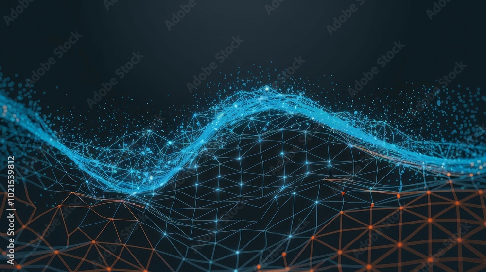 Aufkleber digital wave abstract. digital wave abstract background with blue and orange lines. representing dat