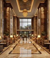 Fototapeta premium Luxury Hotel Lobby Interior Design Illustration