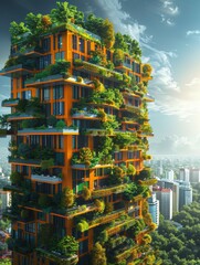 Fototapeta premium futuristic green architecture in an urban city