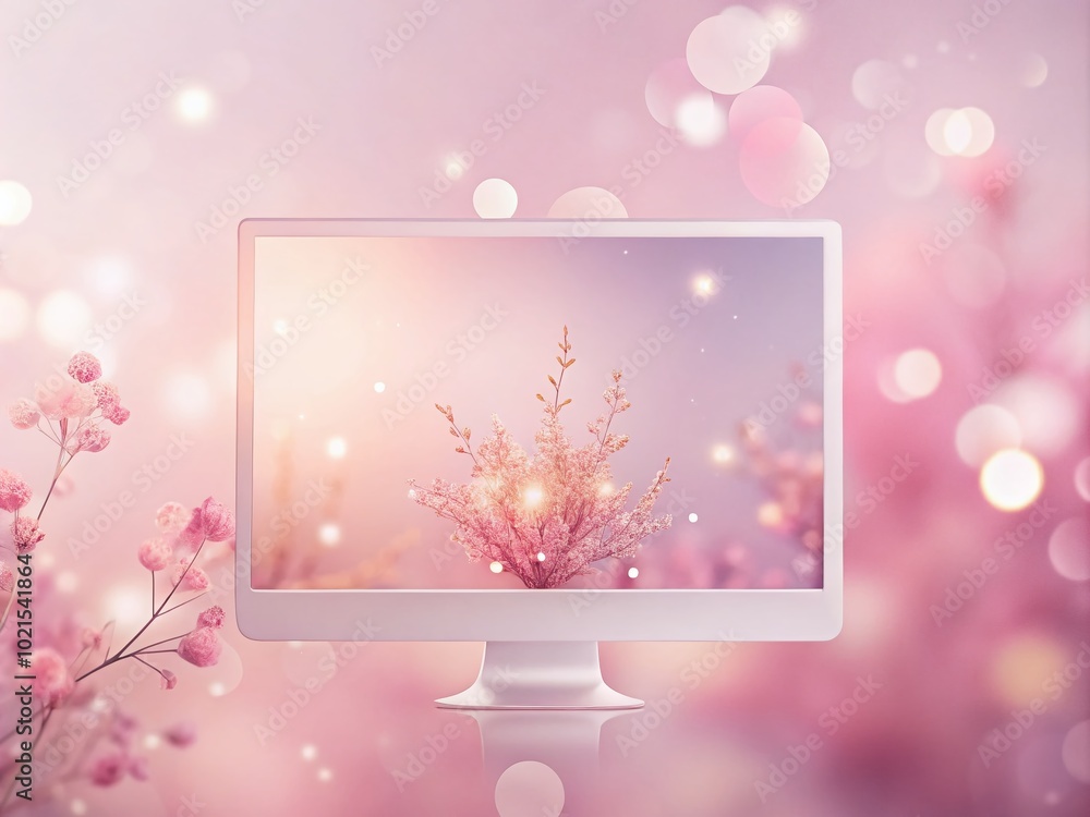 Poster soft pink screen saver design for relaxation and calmness with subtle gradient background texture