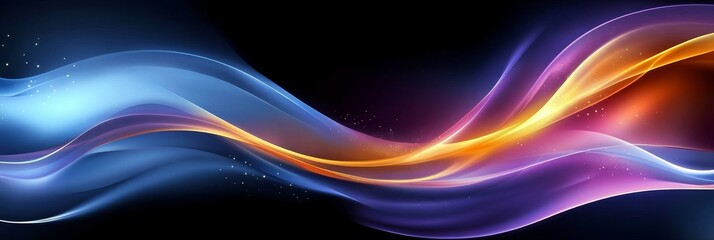 Fototapeta premium Abstract Flowing Lines Of Vivid Light In Motion Over Dark Background With Glowing Effect.