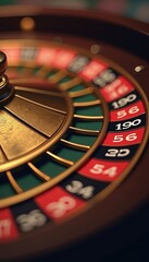 Obraz premium Close up of a roulette wheel, capturing the excitement of the casino. Perfect for gambling, nightlife, or entertainment themes.