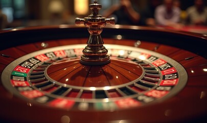 A close up view of a roulette wheel highlighting the excitement of casino gaming. Perfect for articles or marketing materials related to gambling and entertainment.