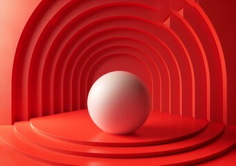 Obraz premium Abstract Red Geometric Architectural Design