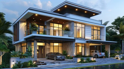 Fototapeta premium Modern Luxury Villa Exterior Design
