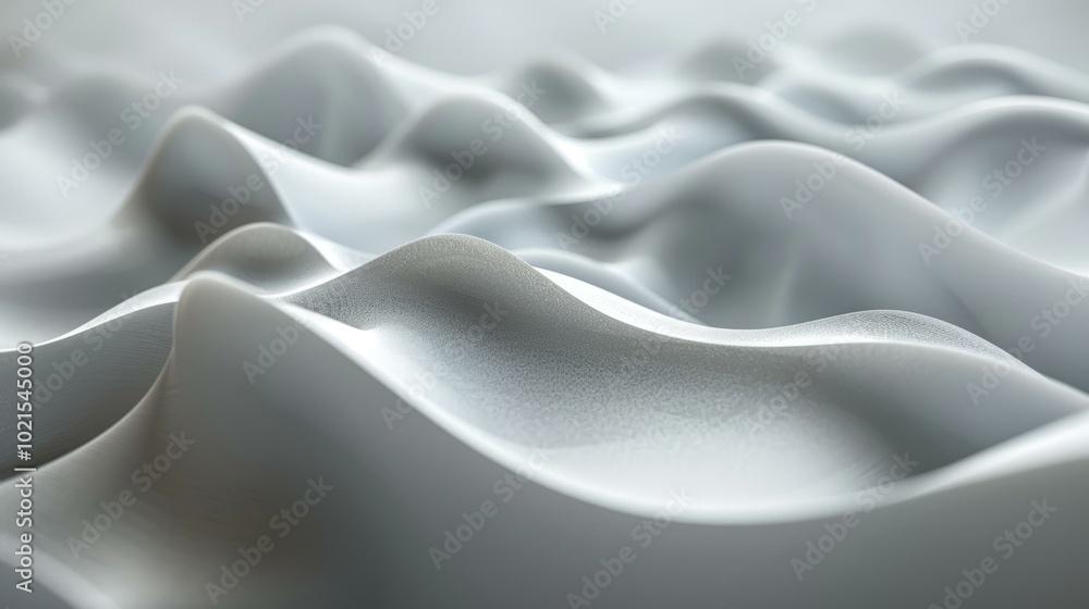 Canvas Prints 3D rendering of a white cloth with smooth waves