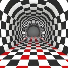 Black and white checkered tunnel