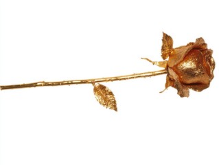 Fototapeta premium Golden rose with stem for elegant floral decor and design concepts