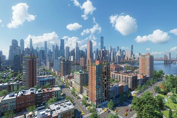 Obraz premium Panoramic View of Urban Skyline and Buildings