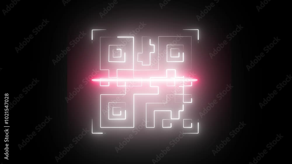 Poster glowing scan qr code icon.