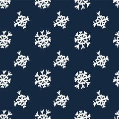 Vector illustration. Christmas and New Year seamless pattern. Snowflakes and flakes, falling snow. Scandinavian ornament. Abstract wallpaper. Snow pattern for advertising and typographic products. 