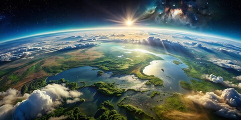 Stunning Aerial View of Earth from Space Capturing Atmospheric Layers and Natural Wonders Below