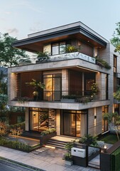 Fototapeta premium Modern Stylish House Exterior Design