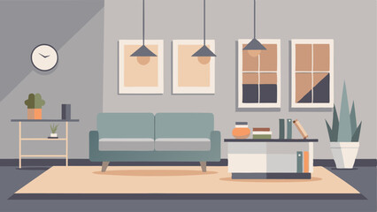 The room features a modern minimalist design with neutral colors.