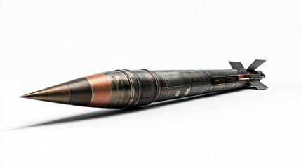 Detailed view of a long-range missile displayed on a light background in a modern setting