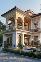 Fototapeta premium Luxury Mansion Exterior Design in Classic Style