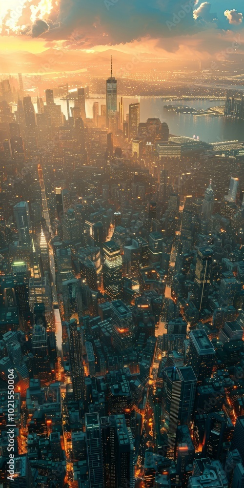 Canvas Prints Cityscape Aerial View of a Futuristic Metropolis