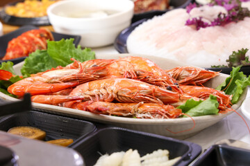 Korean Seafood. Grilled Shrimp on a Plate