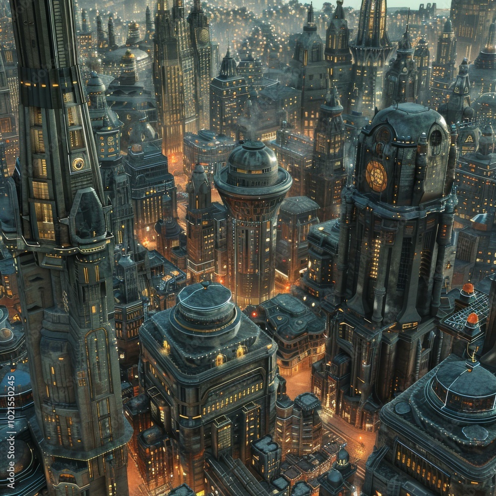 Canvas Prints Aerial View of a Futuristic Cityscape