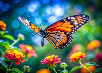 Fototapeta premium Stunning Butterfly Flying Images Capturing the Beauty of Nature in Vibrant Colors and Graceful Movement in the Wild