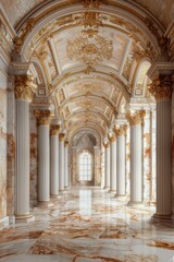Obraz premium Majestic Gold-Accented Hallway of an Ancient Palace