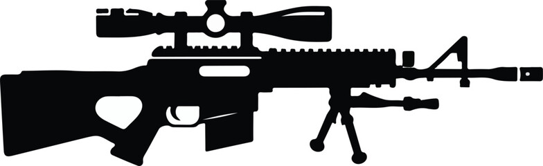 Gun silhouette on a white backing