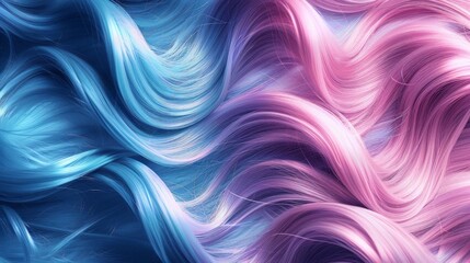 A woman with long, colorful hair, with blue and pink strands