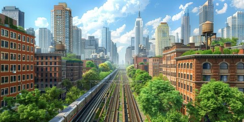Urban Landscape with Green Spaces