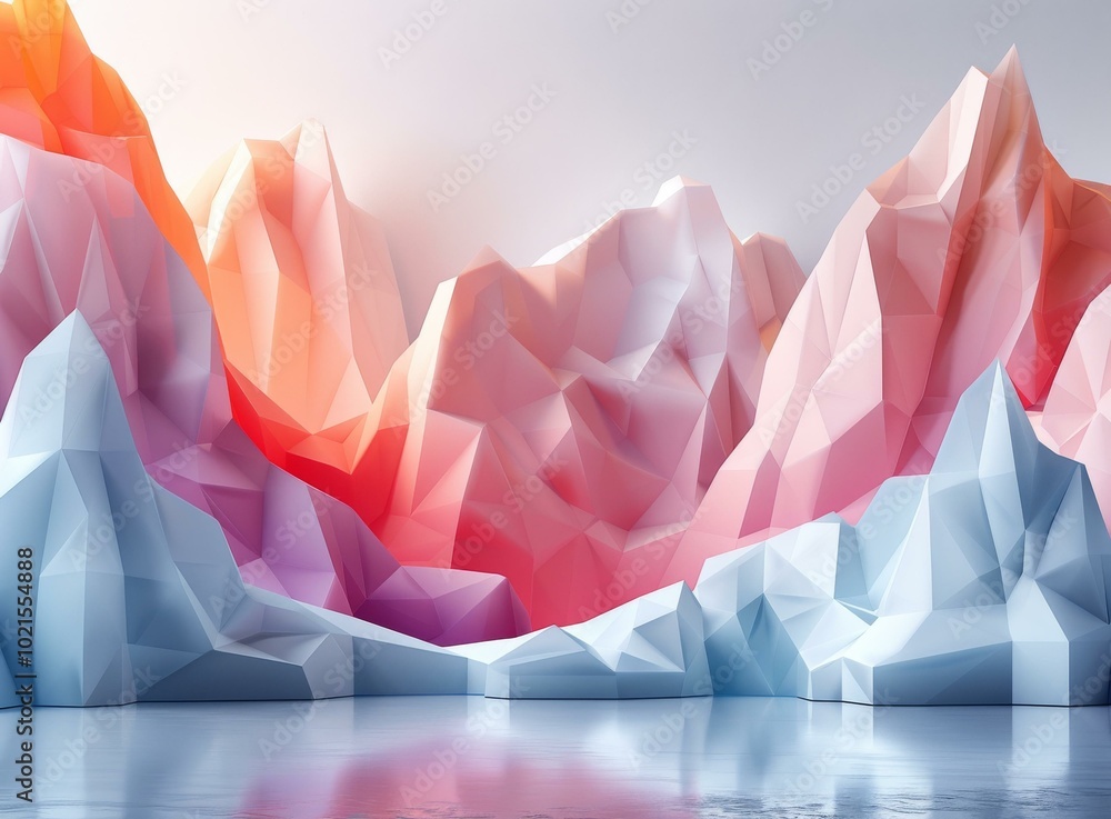 Canvas Prints Pink and blue 3D mountain landscape